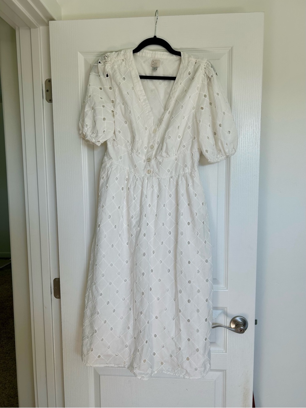 a new day White Eyelet Midi Dress